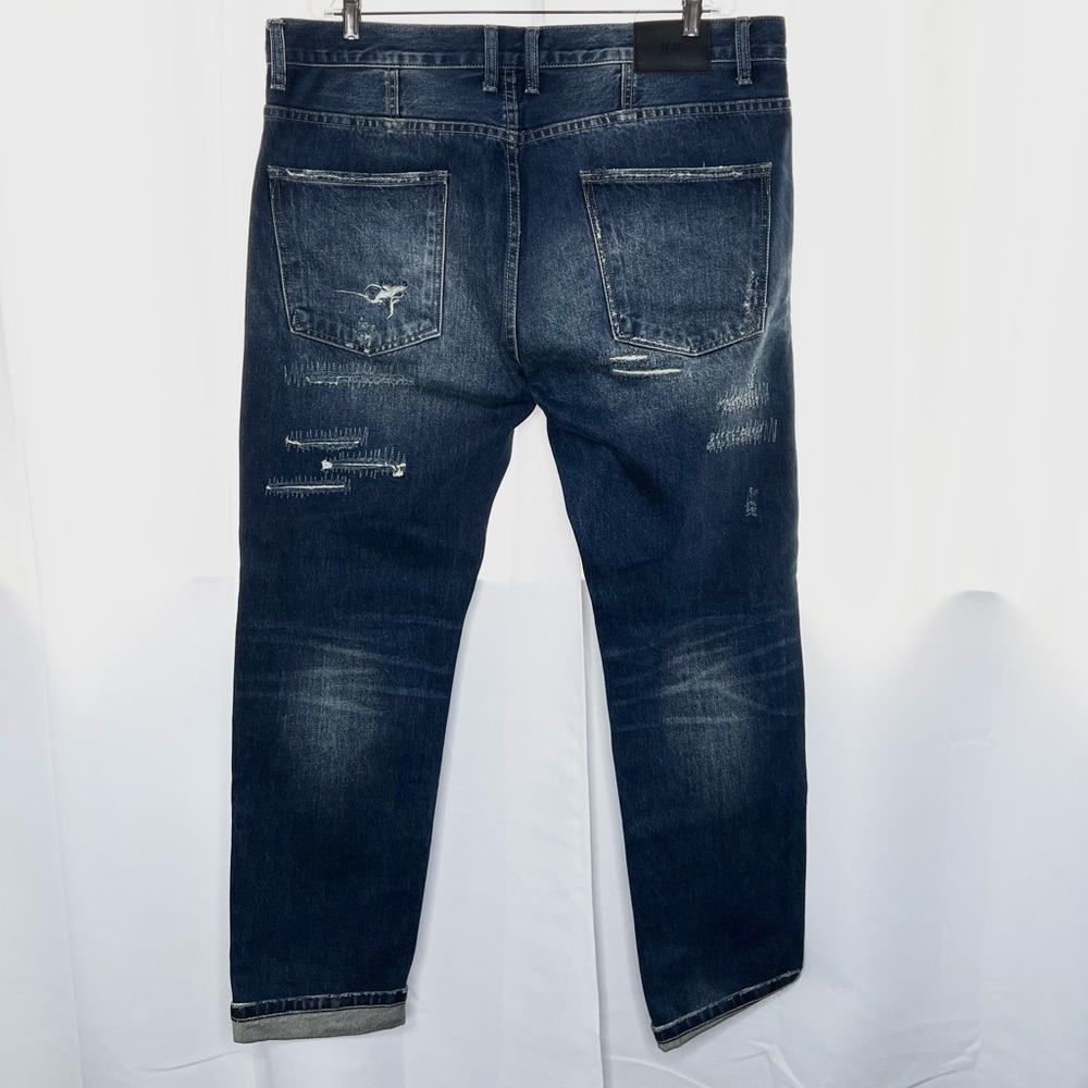DOPE MEN’S  DISTRESSED DENIM STRAIGHT LEG JEANS - Picture 2 of 8